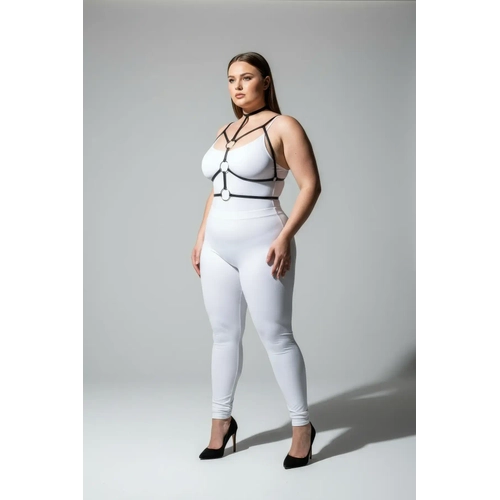 B�y�k Beden Siyah Kad�n Harness Halka ve Boyunluk Detayl� Lastik Aksesuar - APFT184
