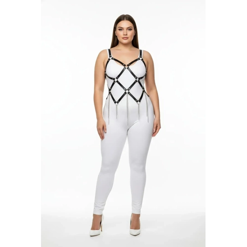 B�y�k Beden Siyah Kad�n Harness Tak�m Zincir Detayl� �arp�c� Tasar�m - APFT950