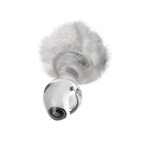 Sexus Glass anal klf, beyaz at kuyruu, cam, transparan, 14 cm,  4 cm
