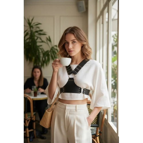 Siyah Kad�n Kemer Z�mba Detayl� V�cut Aksesuar� - APFT936
