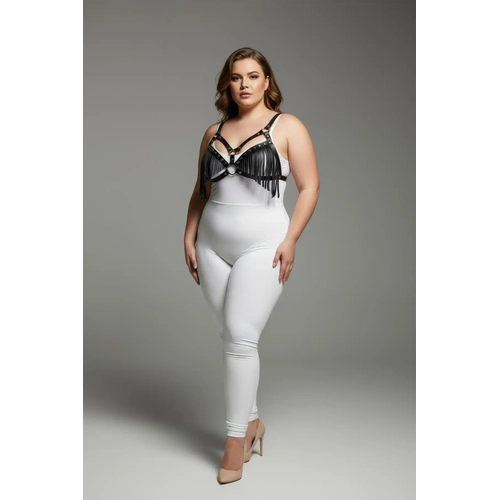 B�y�k Beden Siyah Kad�n Harness Tak�m P�sk�l Detayl� Deri S�tyen Aksesuar� - APFT418