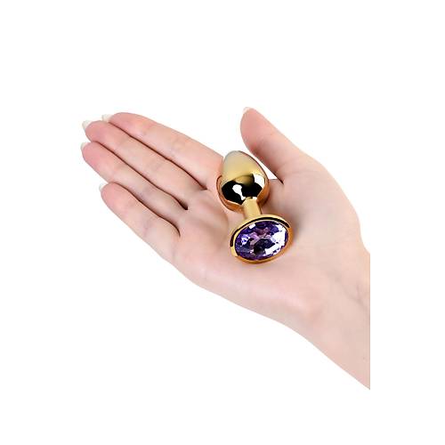 Metal by TOYFA  Anal Plug, Metal, altn, mor kristalli, 7 cm,  2,8 cm, 50 g