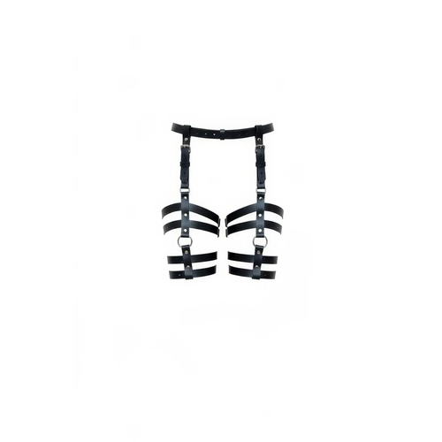 Siyah Jartiyer Harness Deri �ok Bantl� Bel Ve Bacak Aksesuar� - APFT762