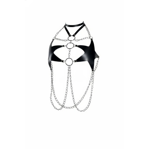 Siyah Kad�n Kemer Zincir Detayl� V�cut Harness - APFT1162