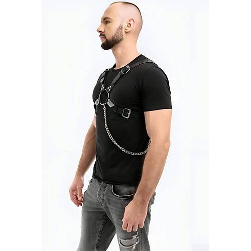 Zincir Detayl Deri Erkek Gs Harness - APFTM95