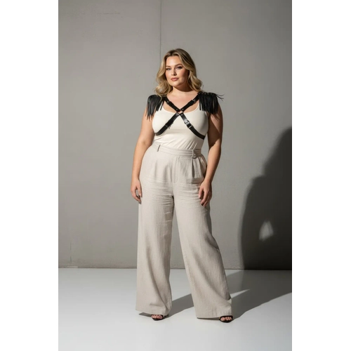 B�y�k Beden Siyah Kad�n Kemer Deri Harness V�cut Aksesuar� Omuz P�sk�l Detayl� - APFT1240