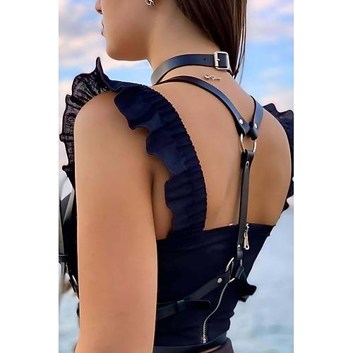 Deri Choker ve Kemer Harness Takm - APFT632