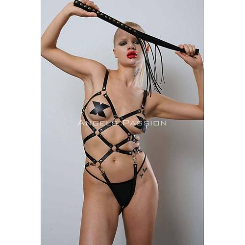 Krbal Deri Full Body Harness Fantezi Giyim, Vcudu Saran Full Body Harness - APFT1356