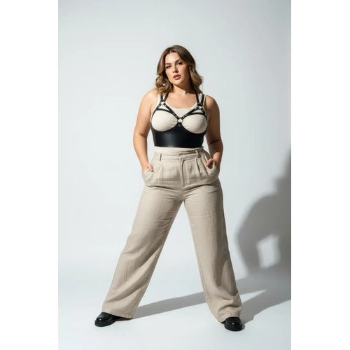 B�y�k Beden Siyah Kad�n Kemer Halka Detayl� Deri S�tyen Harness V�cut Aksesuar� - APFT872