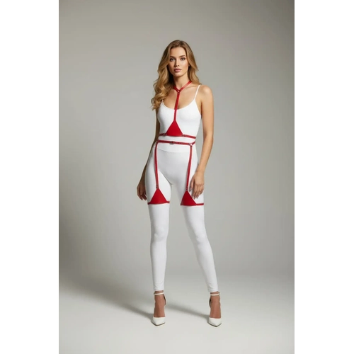 K�rm�z� Harness Tak�m Deri Ayarlanabilir Tam V�cut Seti - APFT226