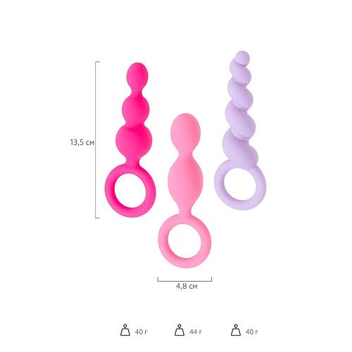 Satisfyer Booty Call (set of 3) Anal Plug Seti, silikon, eitli, 13,5 cm