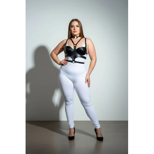 B�y�k Beden Siyah Kad�n Deri G���s Harness Tak�m Choker Detayl� Fantezi Aksesuar - APFT1296