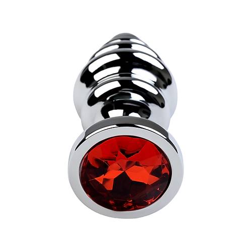 Metal by TOYFA Anal Plug, Metal, gm, krmz kristalli, 8 cm,  3,5 cm, 95 g