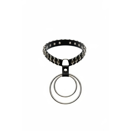 Siyah Choker Z�mbal� �ift Halkal� Lastik Kolye - APFT576