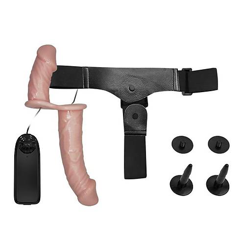 Dual 18 CM ift Tarafl Belden Balamal Titreimli Penis Strapon