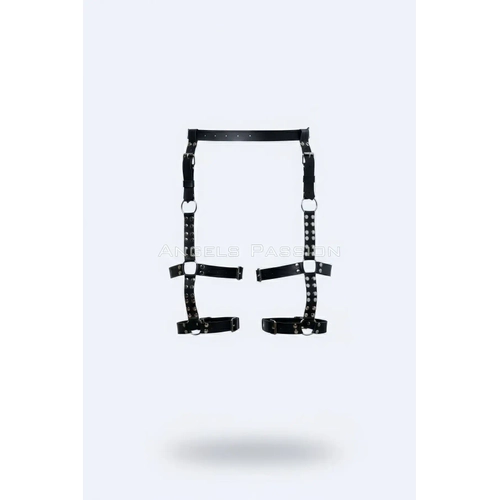 Siyah Jartiyer Harness Deri Z�mbal� Halka Detayl� - APFT862