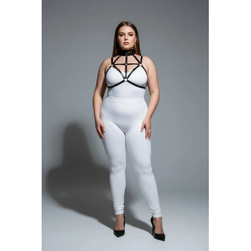 B�y�k Beden Siyah Kad�n Harness Tak�m Lastik Boyun Detayl� Fantazi Aksesuar - APFT118