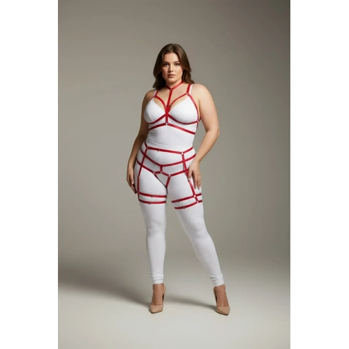 B�y�k Beden K�rm�z� Kad�n Jartiyer Harness V�cudu Saran Fantazi Deri Aksesuar - APFT142