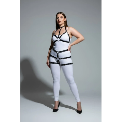 B�y�k Beden Siyah Kad�n Harness Tak�m Ayarlanabilir Deri G�r�n�ml� V�cut Aksesuar� - APFT874
