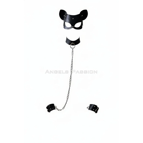 Siyah Maske Kedi Kulakl� Z�mba Detayl� - APFT1341
