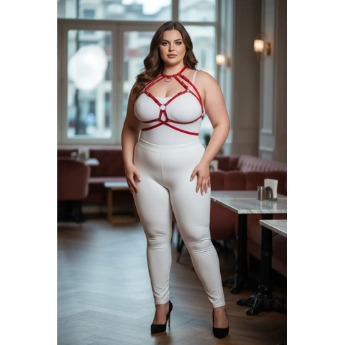 B�y�k Beden K�rm�z� Kad�n Deri Harness Tak�m Halka Detayl� G���s Aksesuar� - APFT330