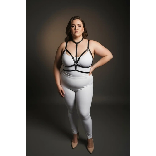 B�y�k Beden Siyah Kad�n Harness Tak�m Lastik Halka Detayl� Fantezi Aksesuar - APFT137