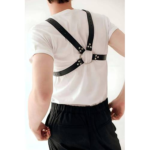 k Zincir Detayl Deri Erkek Gs Harness - APFTM95