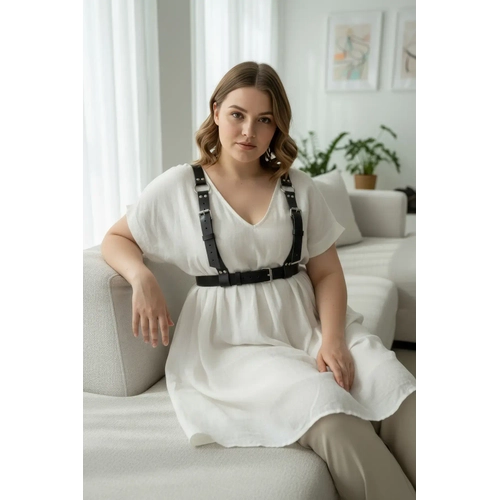 B�y�k Beden Siyah Kad�n Kemer �ok Tokal� Deri Harness Korse Tasar�m - APFT529