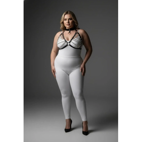 B�y�k Beden Siyah Kad�n Harness Tak�m Zincir Detayl� Deri Body Aksesuar� - APFT945