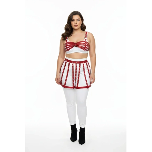B�y�k Beden K�rm�z� Deri Etek Stili Harness V�cut Aksesuar� - APFT899