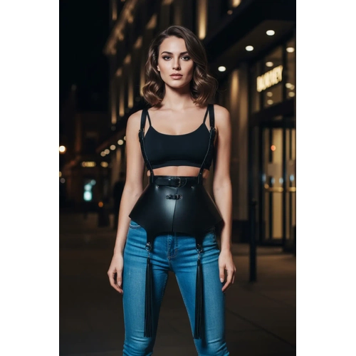 Siyah Kad�n Kemer Korse Tipi P�sk�l Detayl� Bel Aksesuar� - APFT787