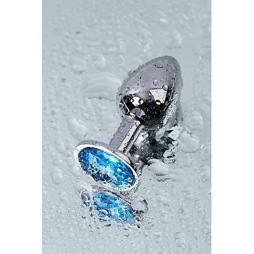 Metal by  Anal Plug, Metal, gm, mavi kristalli, 7 cm,  2,8 cm, 50 g