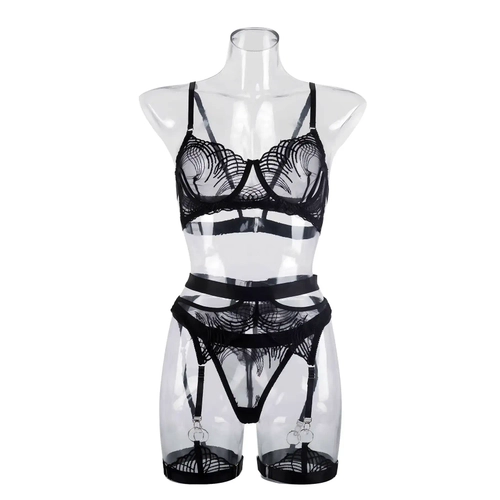 Dantel Detayl� 3 Par�a Transparan Fantazi �� Giyim Tak�m� - APT003