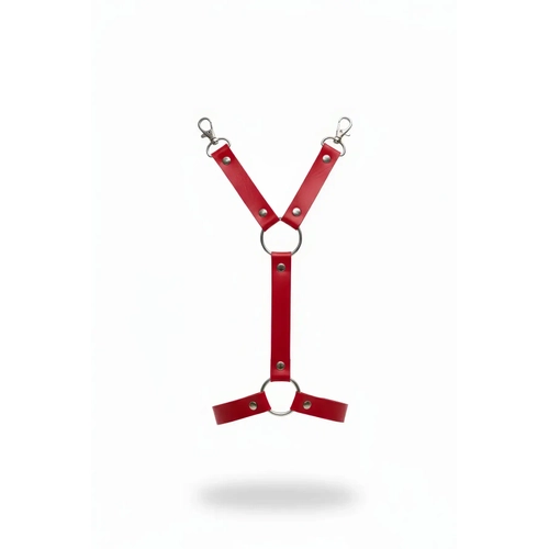 K�rm�z� Jartiyer Harness Deri Metal Halkal� V�cut Aksesuar� - APFT962