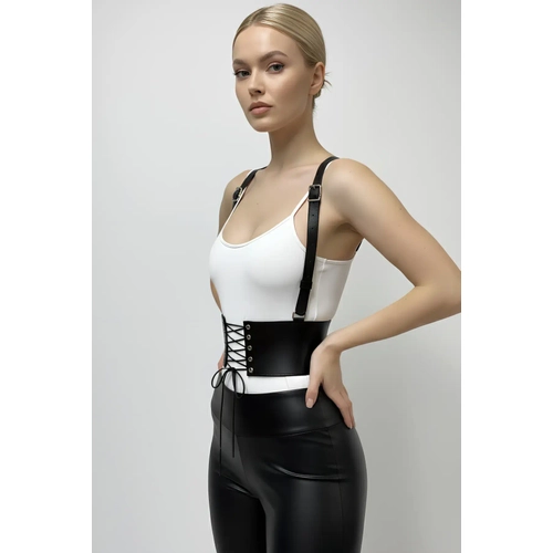 Siyah Kad�n Kemer Ba�c�kl� Kal�n Korse Bel Aksesuar� - APFT822