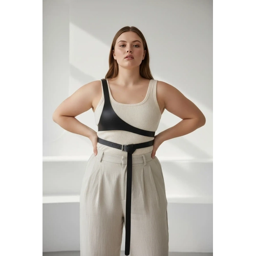 B�y�k Beden Siyah Kad�n Kemer Harness Detayl� V�cut Aksesuar� - APFT1120
