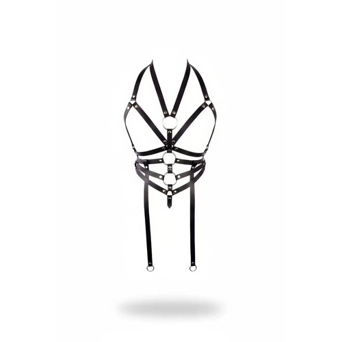 Siyah G���s Harness Suni Deri Halka Detayl� - APFT23