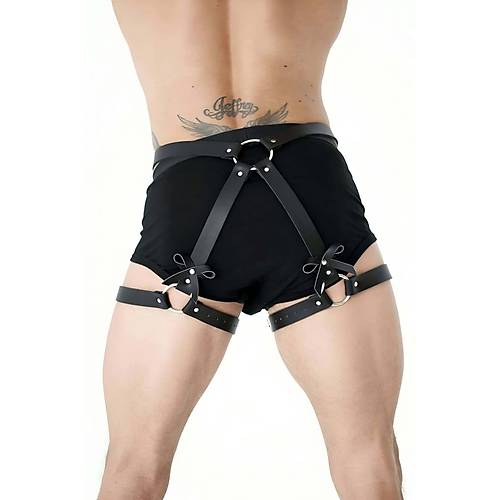 Fiyonklu Erkek Bel Ve Bacak Deri Harness - APFTM89