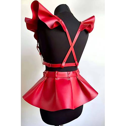 Deri Elbise Harness, Mini Deri Etek, Deri Elbise Etek Harness - APFT1001