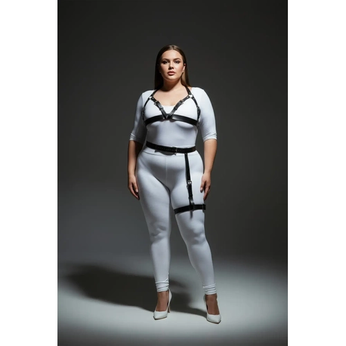 B�y�k Beden Siyah Kad�n Harness Tak�m Jartiyer Kemerli ��k Deri Aksesuar - APFT863
