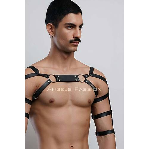 Erkek Deri Kol ve Gs Harness, Deri Fantazi Giyim - APFTM166
