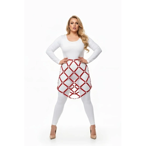 B�y�k Beden K�rm�z� Deri Etek Harness Kafes �rg� Tasar�ml� V�cut Aksesuar� - APFT982