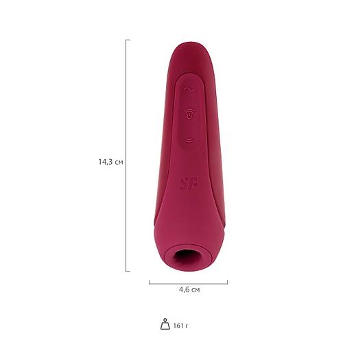 Satisfyer Curvy 1 Connect App Vakum Dalgas Klitoris Vibratr, silikon, krmz, 14,3 cm