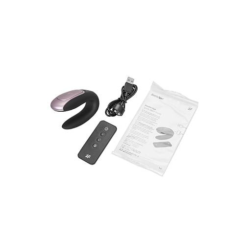 Satisfyer Double Fun Black iftler in Mini Vibratr, silikon, siyah, 18 cm