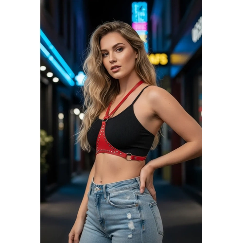 K�rm�z� Kad�n Kemer Z�mba Detayl� V�cut Aksesuar� - APFT850