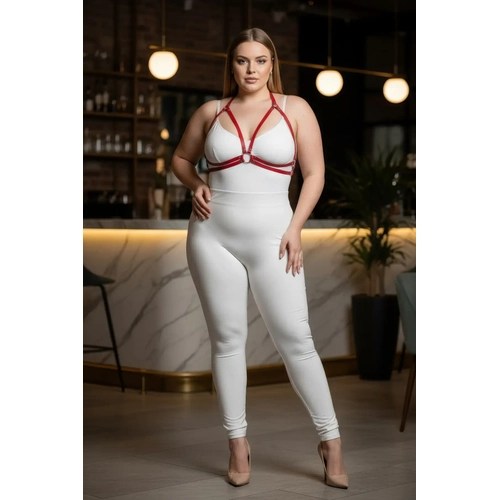 B�y�k Beden K�rm�z� Kad�n Harness Deri Halka Detayl� Fantazi S�tyen Aksesuar� - APFT200