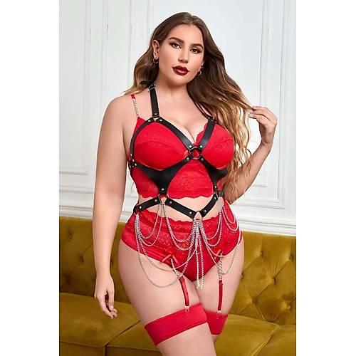 Seksi Deri Zincirli G���s Harness - APFT1161