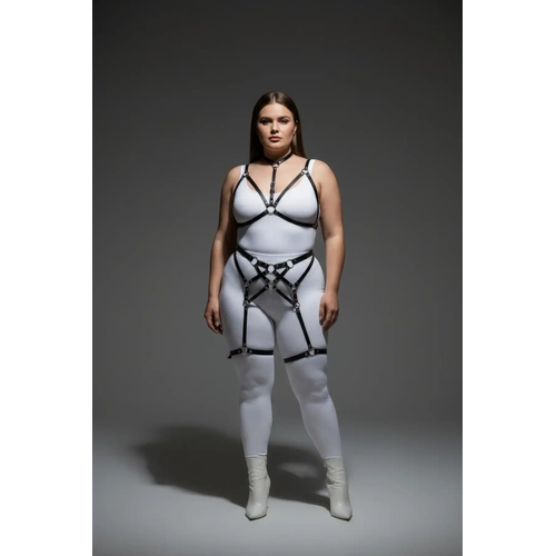 B�y�k Beden Siyah Kad�n Harness Tak�m Full Body Halka Detayl� V�cut Aksesuar� - APFT507