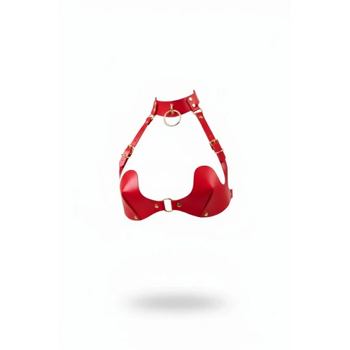 K�rm�z� G���s Harness Boyunluklu Alt�n Tokal� Deri Korse - APFT1226