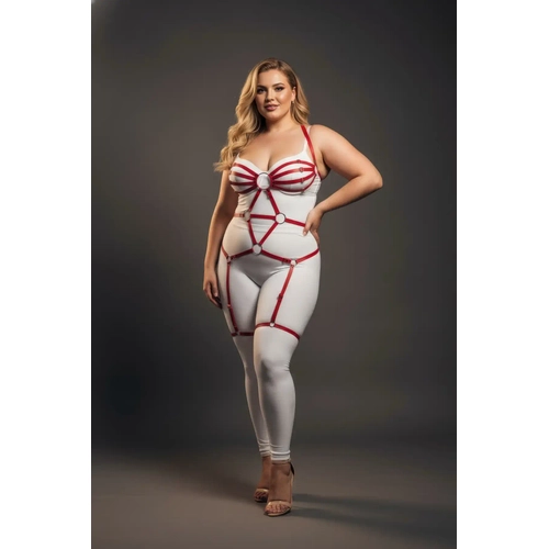 B�y�k Beden K�rm�z� Kad�n Jartiyer Harness Tam V�cut Halka Detayl� Fantazi Aksesuar - APFT568